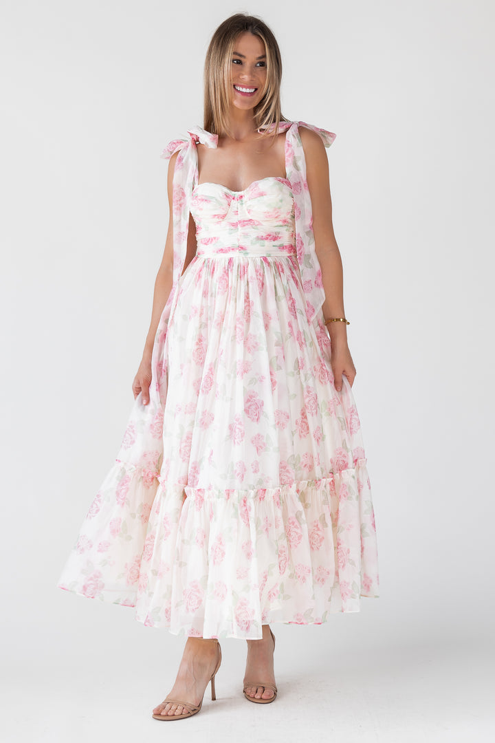 Sweet Serenade Blush Floral Maxi Dress