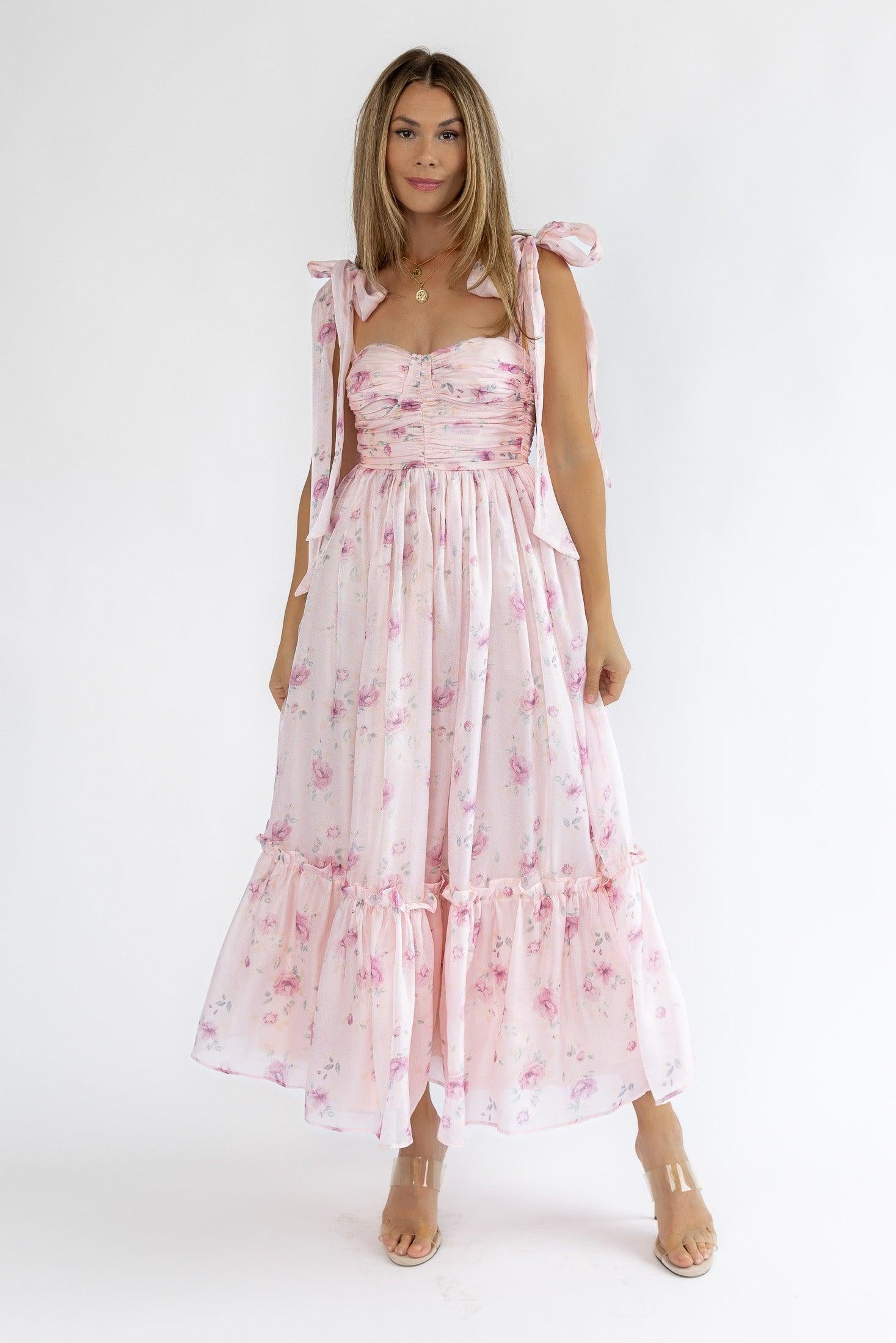 Sweet Serenade Rose Pink Corset Dress - Final Sale