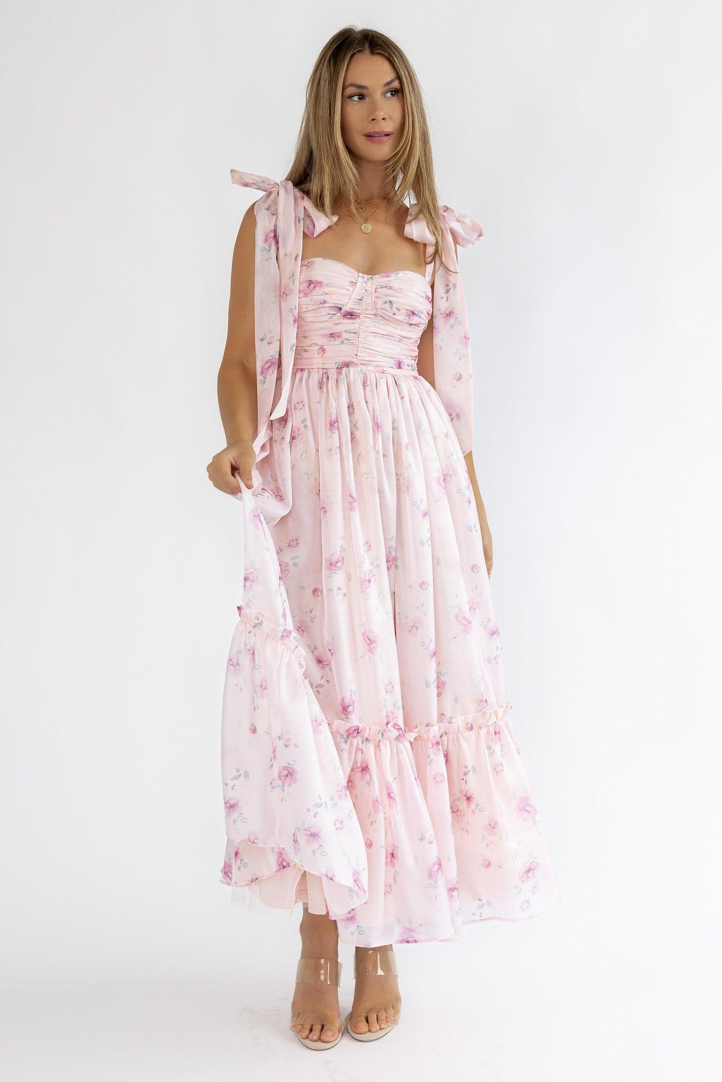 Sweet Serenade Rose Pink Corset Dress - Final Sale