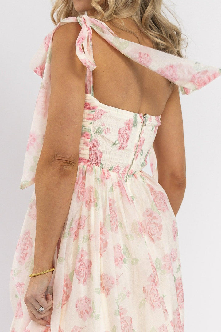 Sweet Serenade Blush Floral Maxi Dress