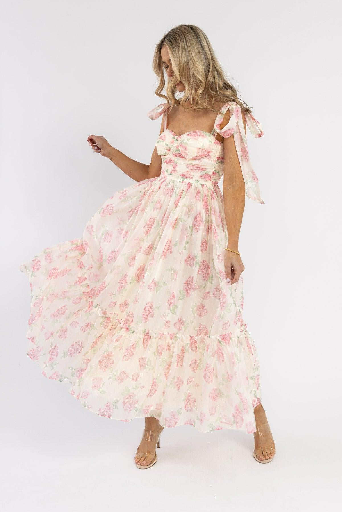 Sweet Serenade Blush Floral Maxi Dress - Final Sale