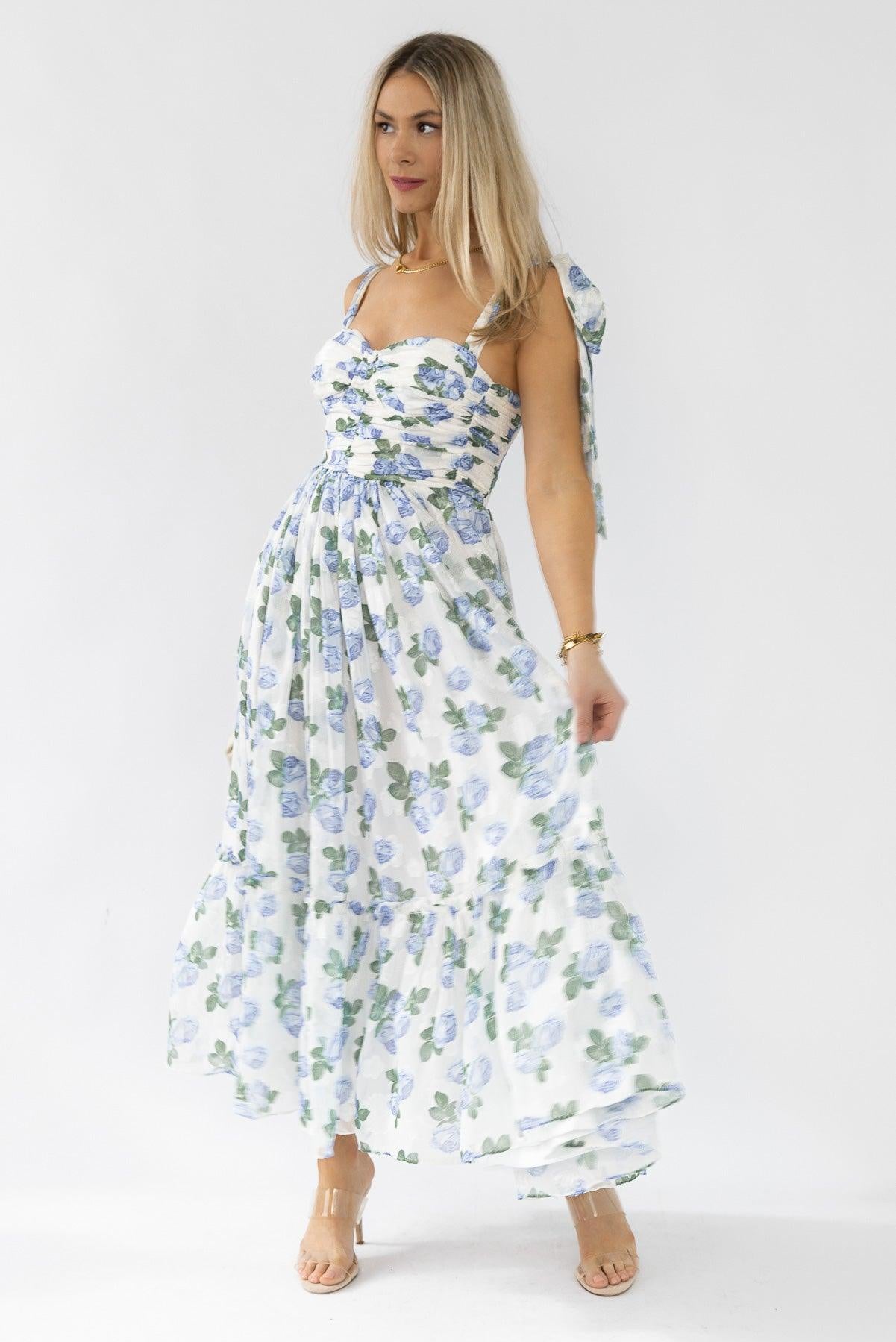 Sweet Serenade Blue Floral Maxi Dress - Final Sale