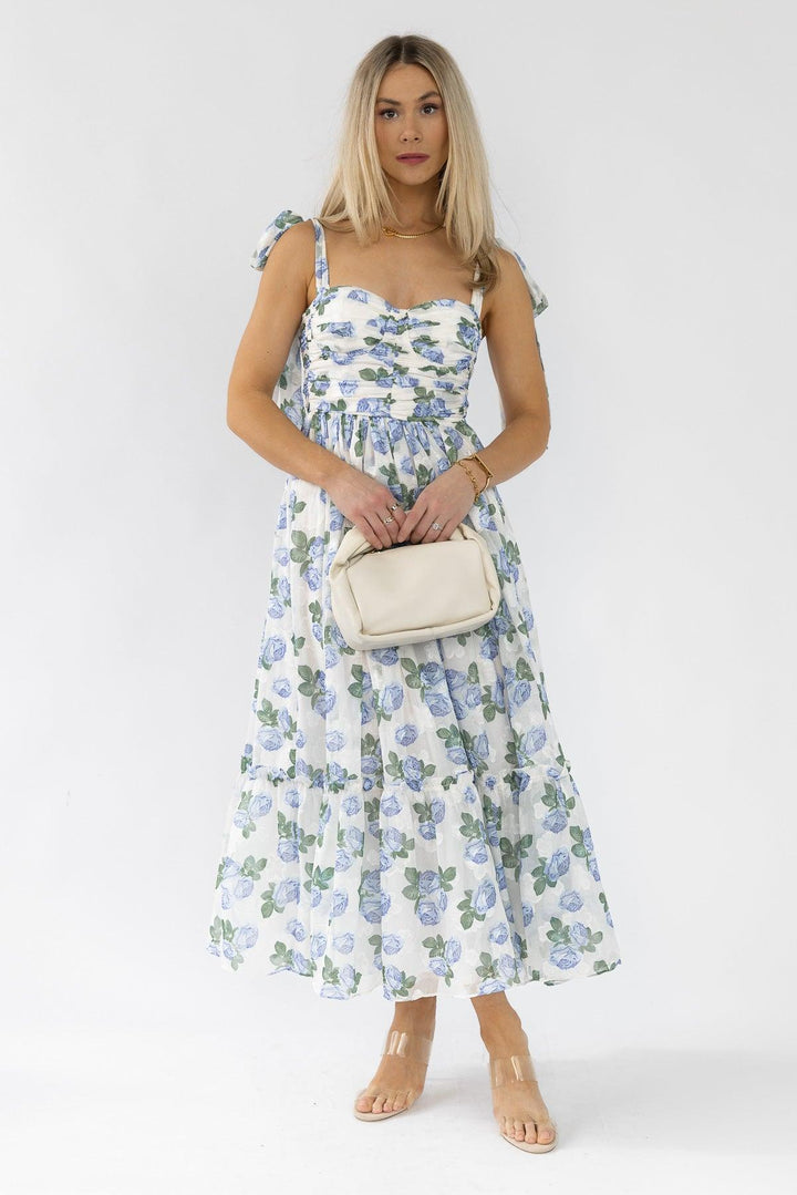 Sweet Serenade Blue Floral Maxi Dress