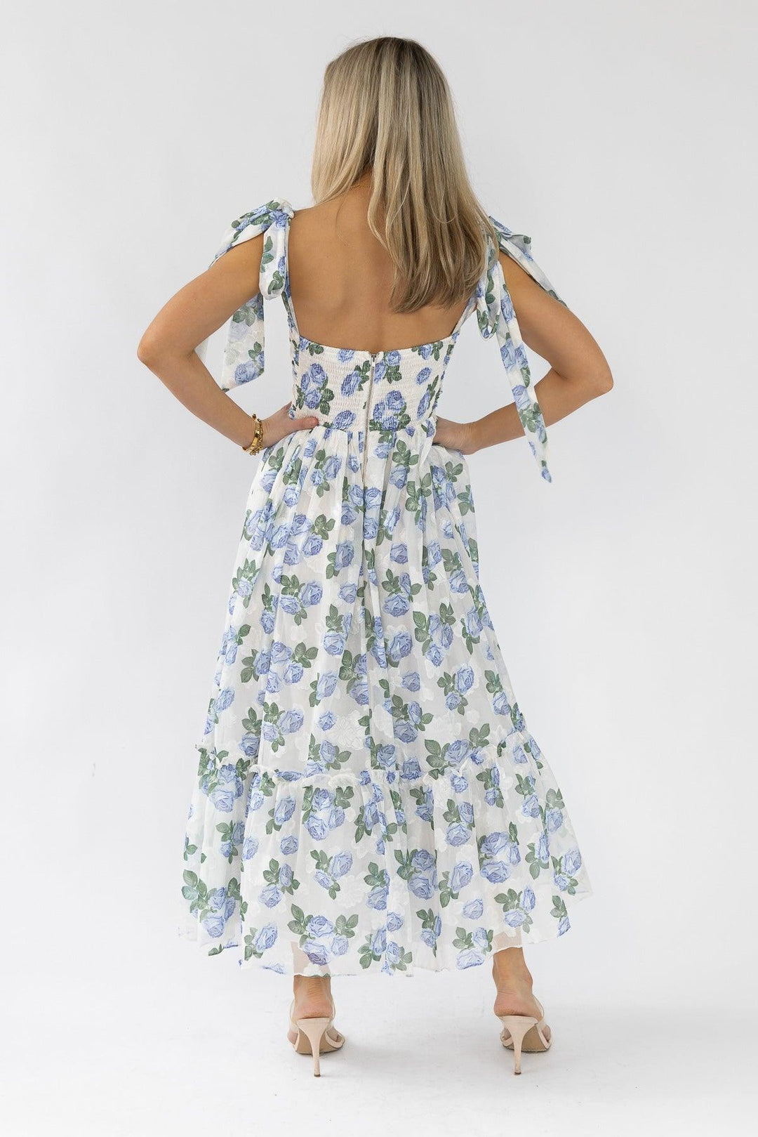 Sweet Serenade Blue Floral Maxi Dress