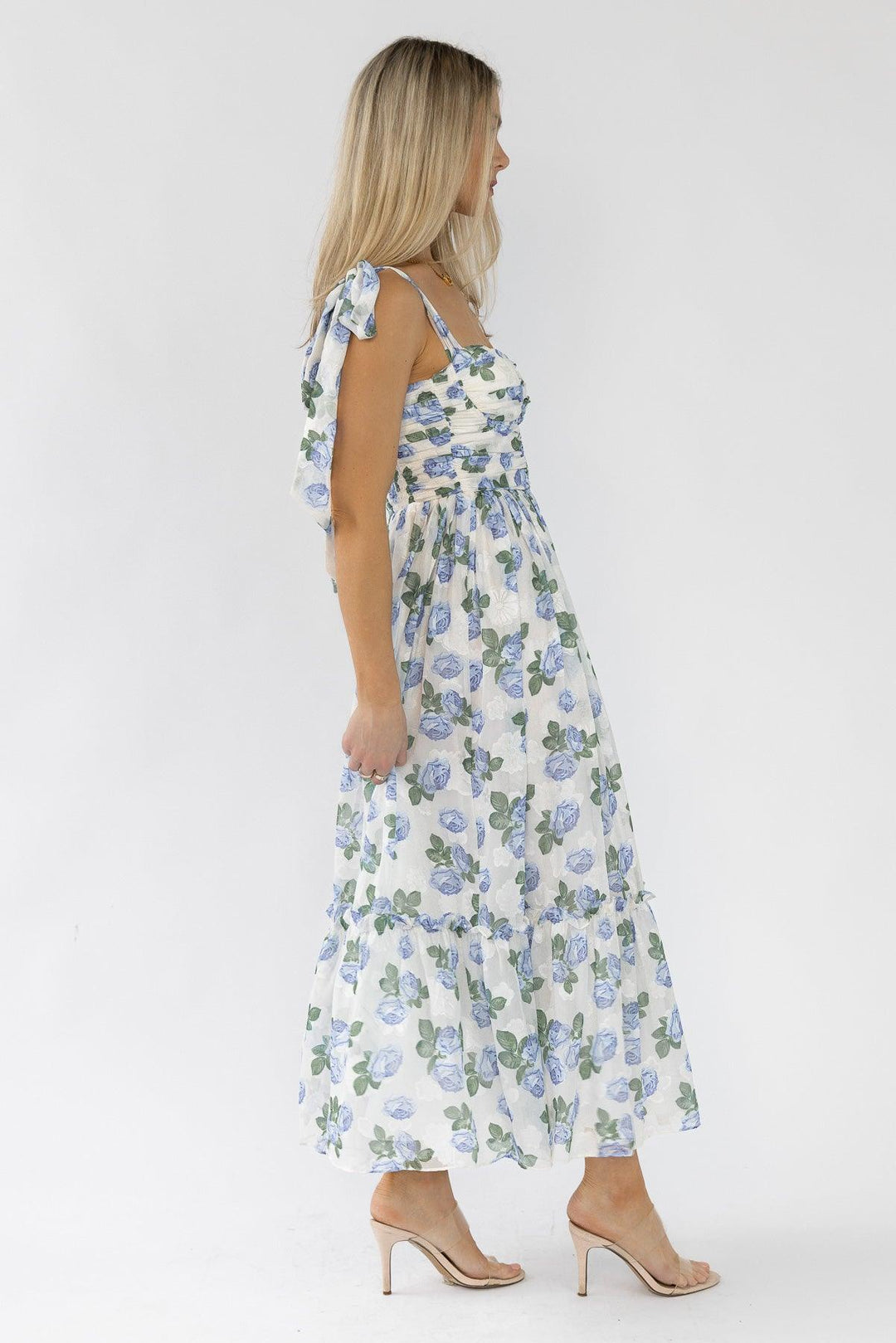 Sweet Serenade Blue Floral Maxi Dress