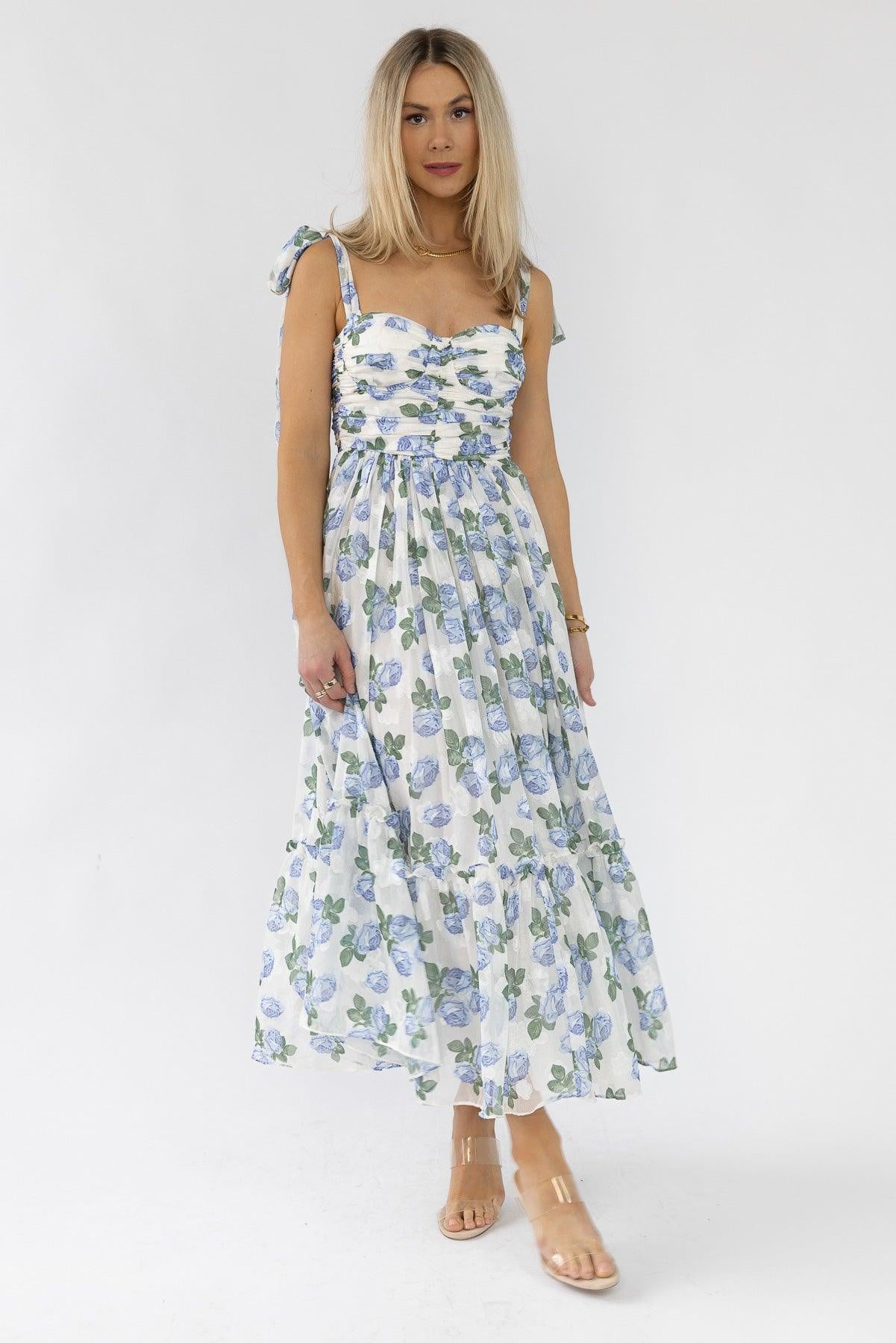 Sweet Serenade Blue Floral Maxi Dress - Final Sale