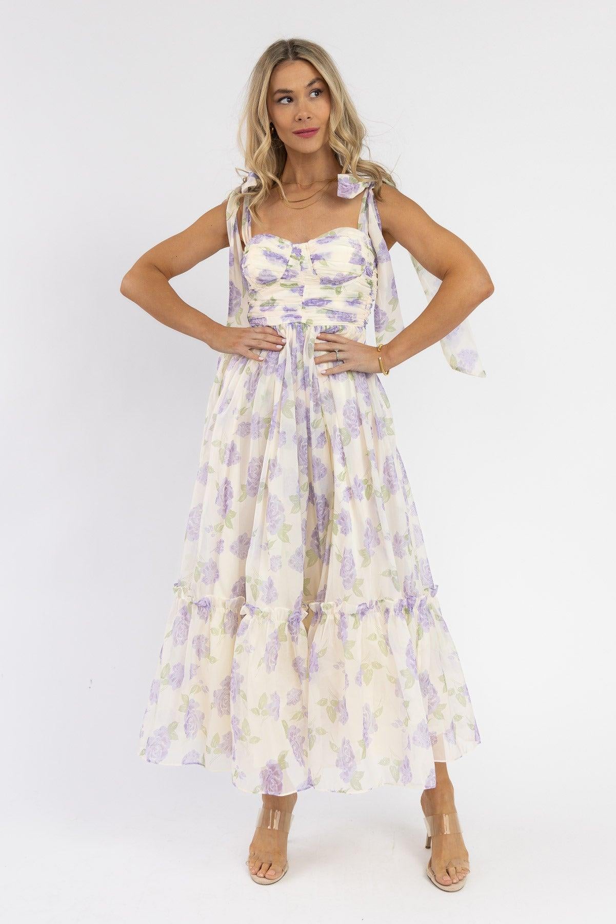 Sweet Serenade Lavender Floral Maxi Dress - Final Sale