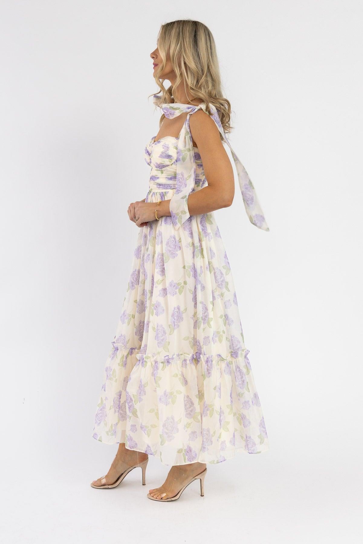 Sweet Serenade Lavender Floral Maxi Dress - Final Sale