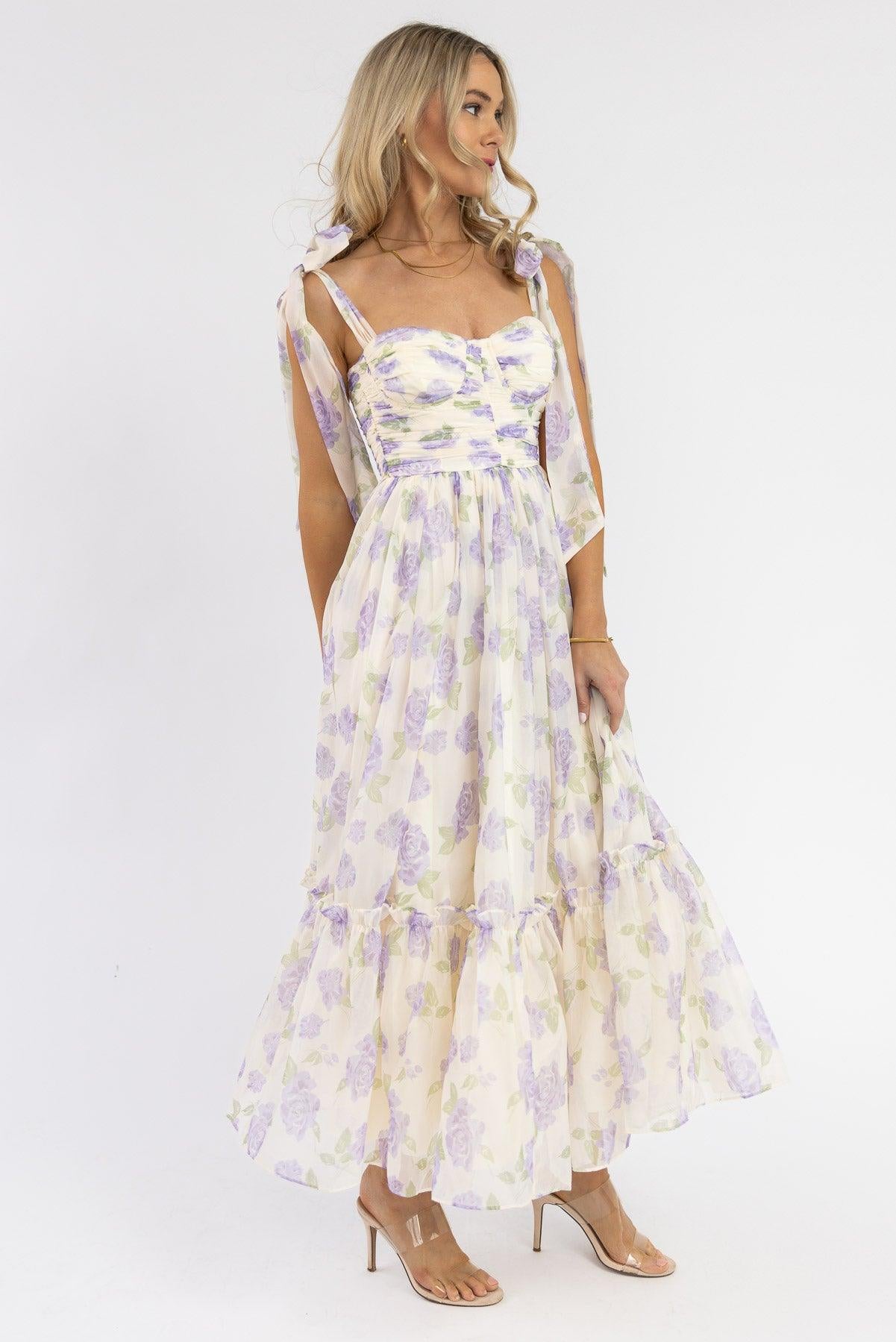 Sweet Serenade Lavender Floral Maxi Dress - Final Sale