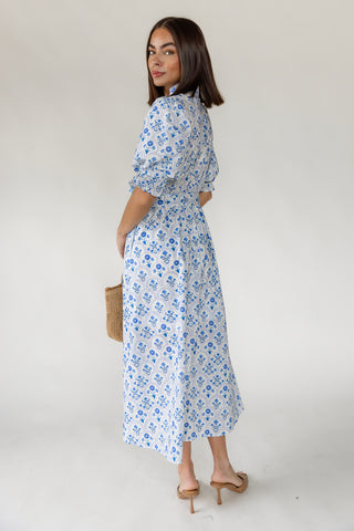 Tansy Floral Midi Dress - Blue