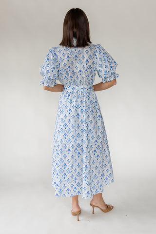 Tansy Floral Midi Dress - Blue