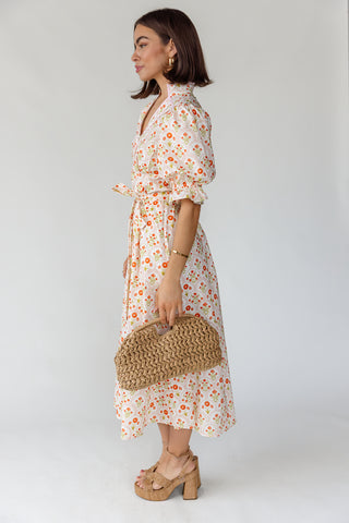 Tansy Floral Midi Dress - Peach