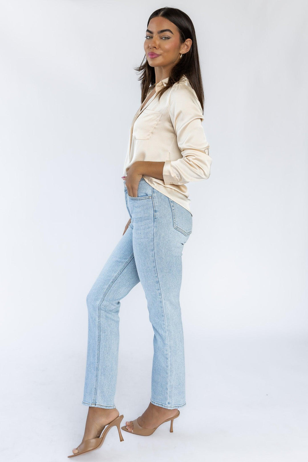 Vanessa Light Wash Straight Denim - Final Sale