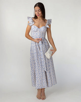 Vara Corset Maxi Dress - Blue Floral