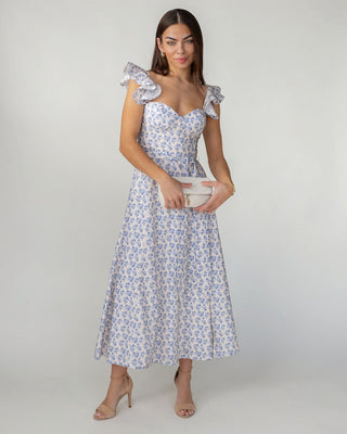 Vara Corset Maxi Dress - Blue Floral