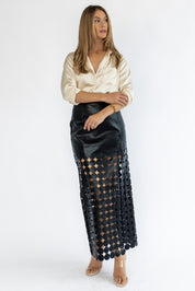 Vesper Faux Leather Circle Cut Skirt