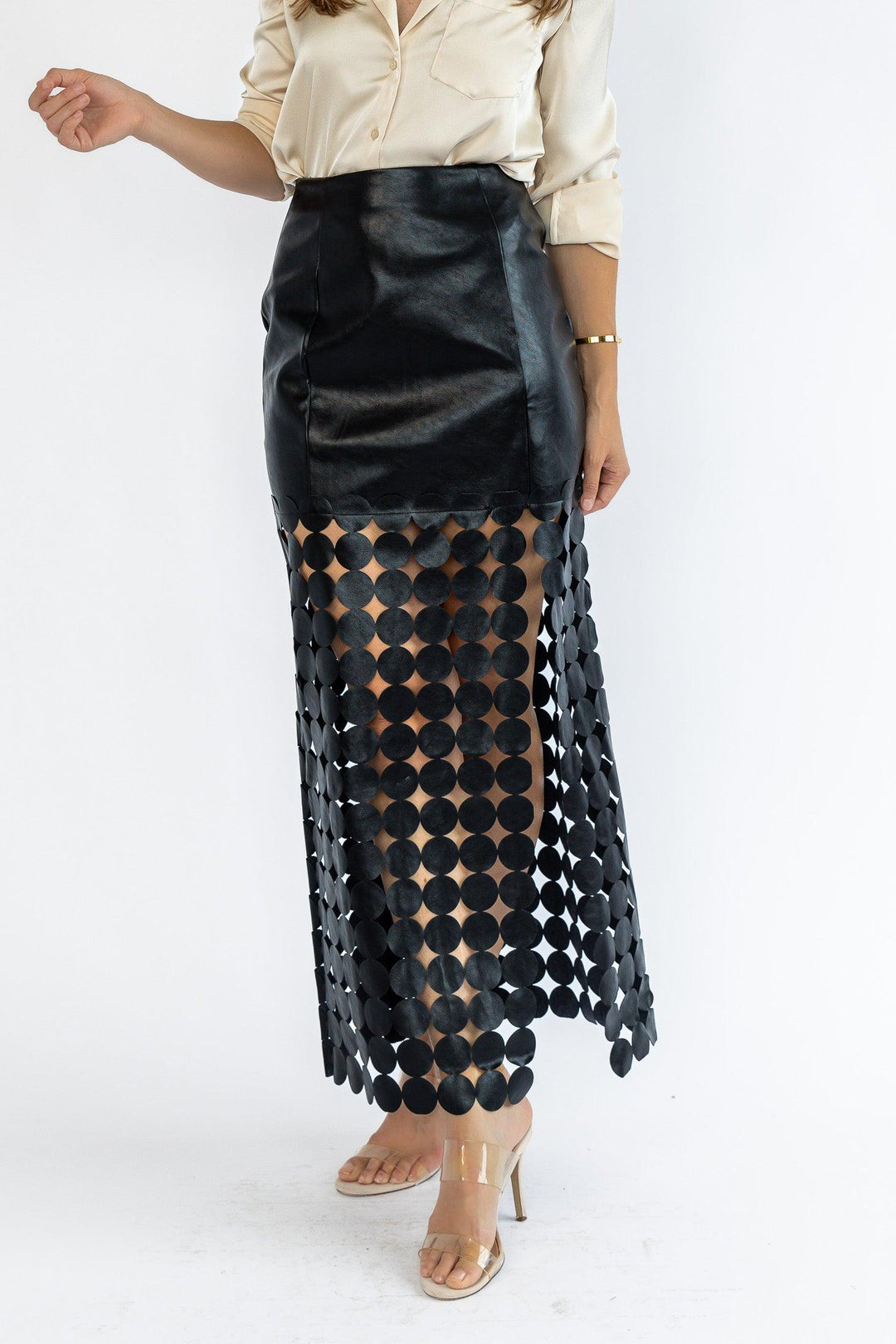 Vesper Faux Leather Circle Cut Skirt - Final Sale