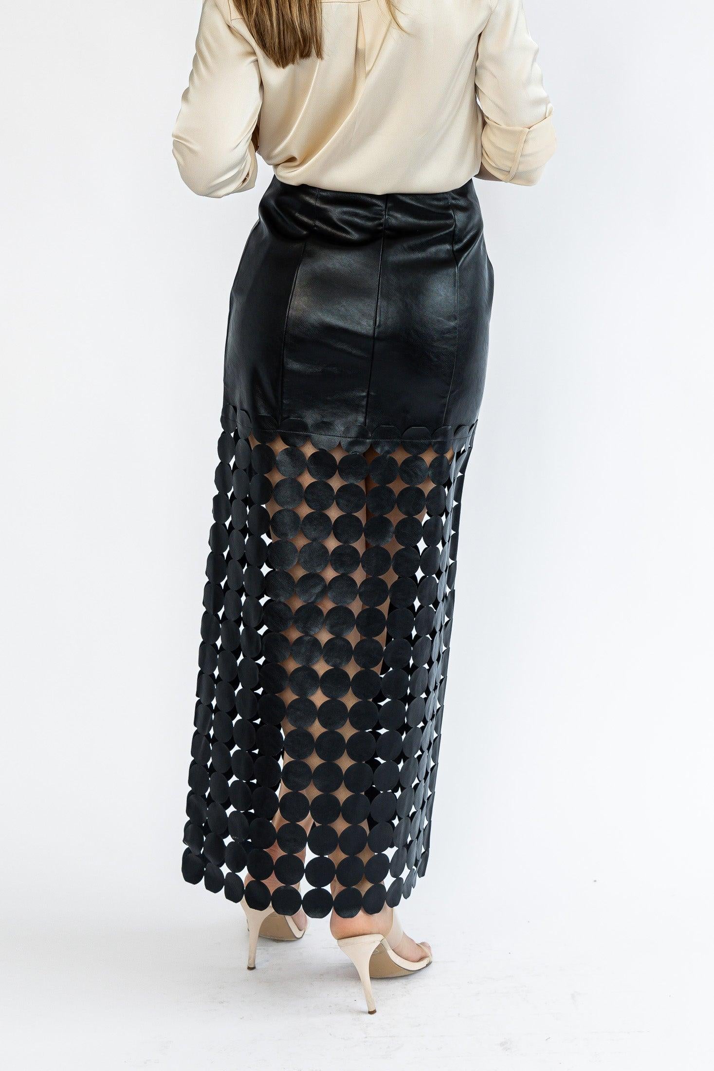 Vesper Faux Leather Circle Cut Skirt