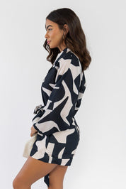 Vita Black Abstract Print Romper - Final Sale