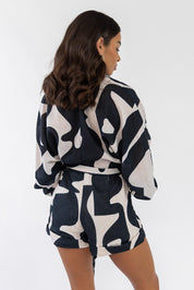 Vita Black Abstract Print Romper - Final Sale