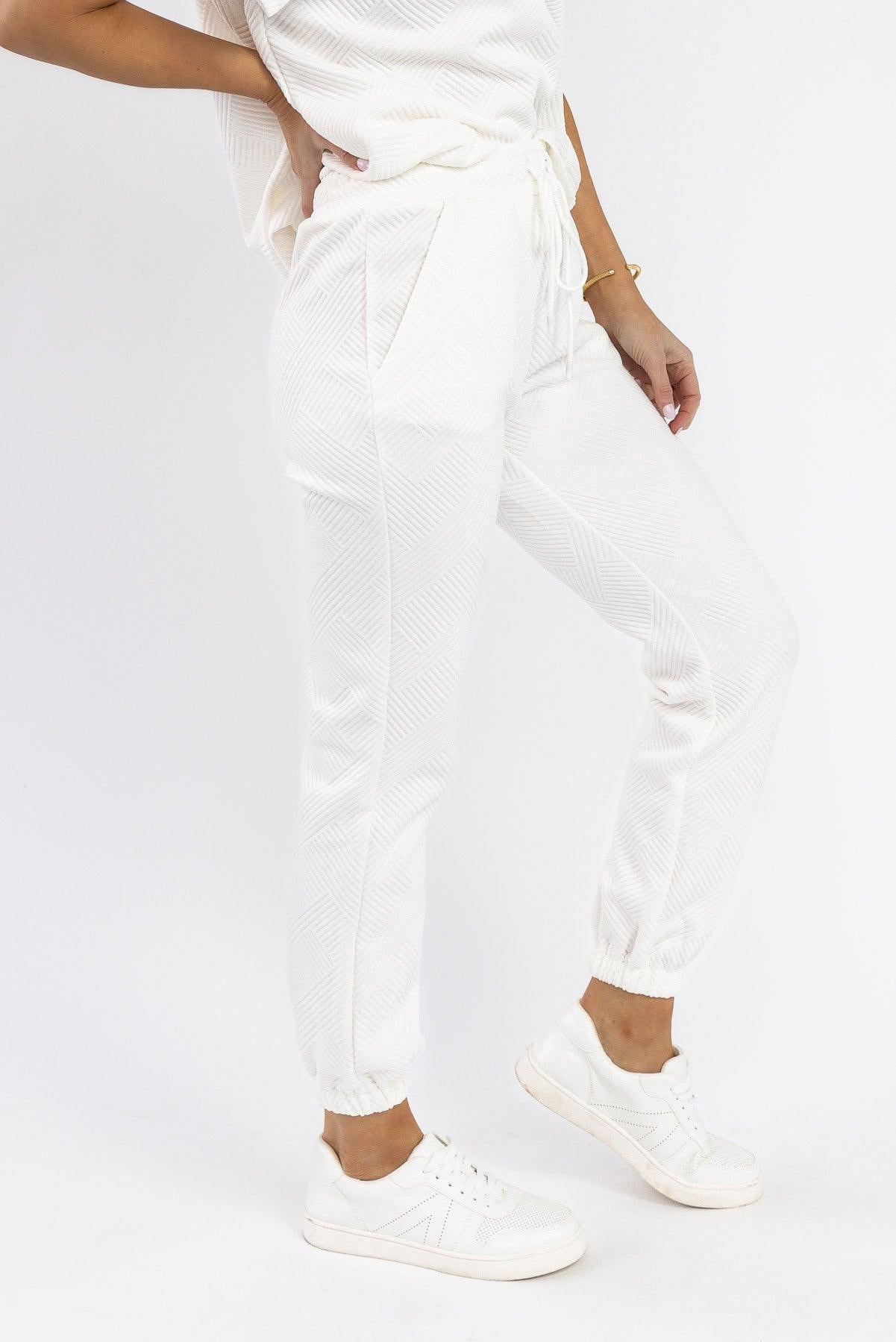 Weekend Vibe White Jogger - Final Sale