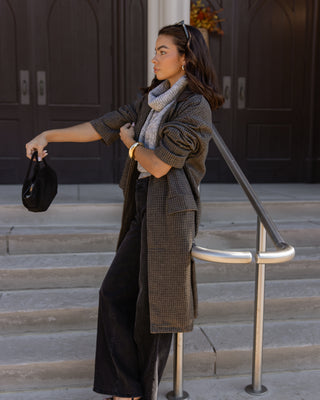 Wells Check Oversized Coat - Grey