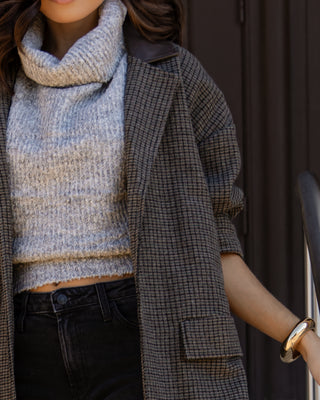Wells Check Oversized Coat - Grey