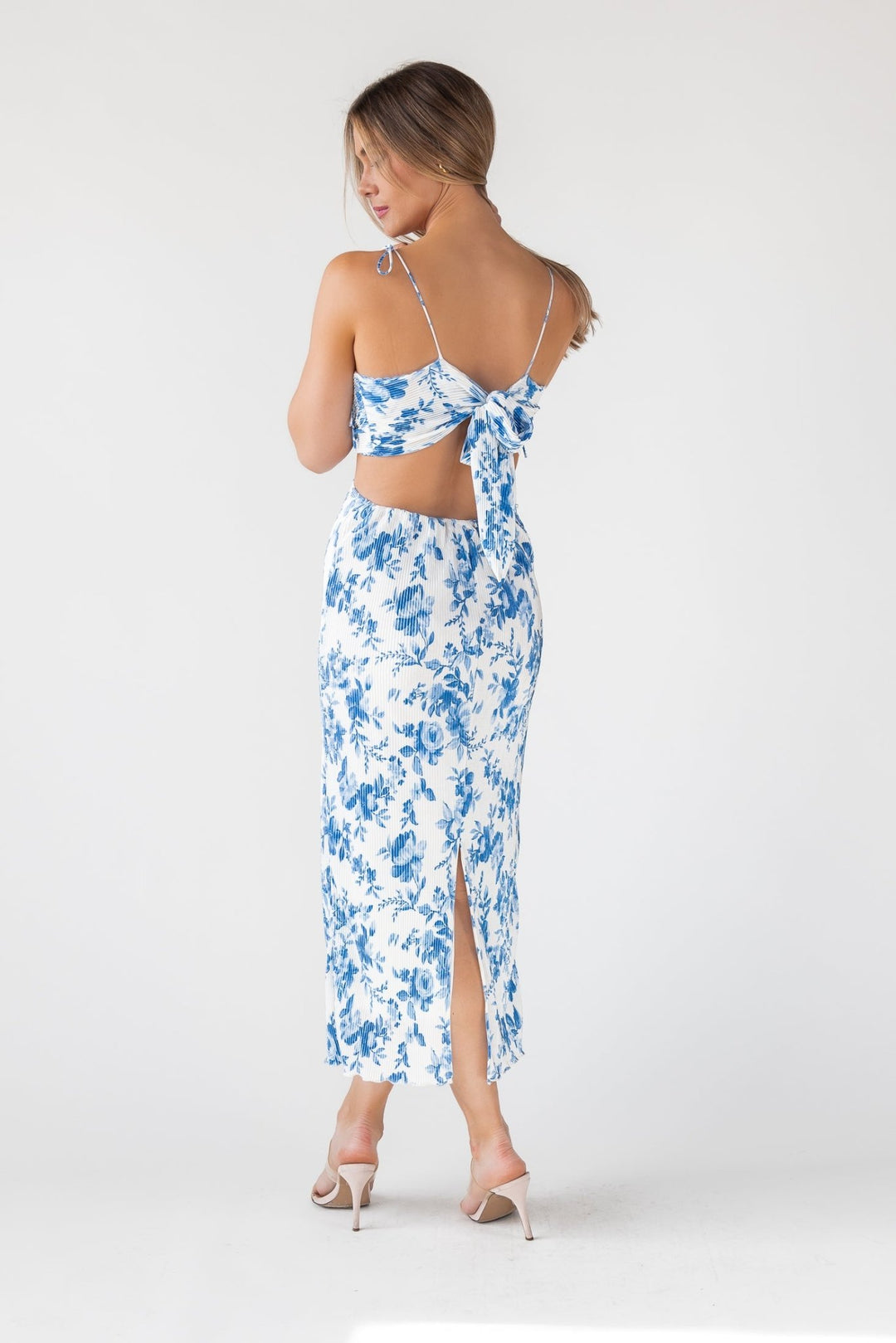 Adair Blue Floral Plisse Dress - Final Sale - JO+CO