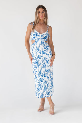Adair Blue Floral Plisse Dress - Final Sale - JO+CO