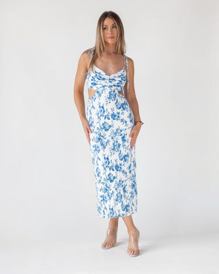 Adair Blue Floral Plisse Dress - Final Sale - JO+CO