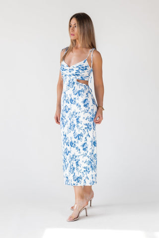 Adair Blue Floral Plisse Dress - Final Sale - JO+CO