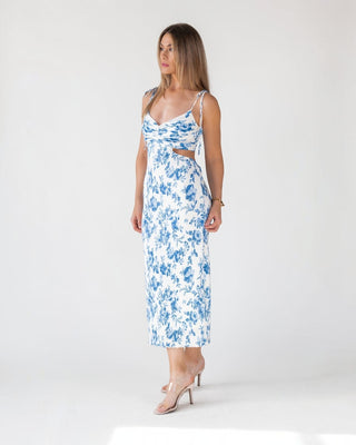 Adair Blue Floral Plisse Dress - Final Sale - JO+CO