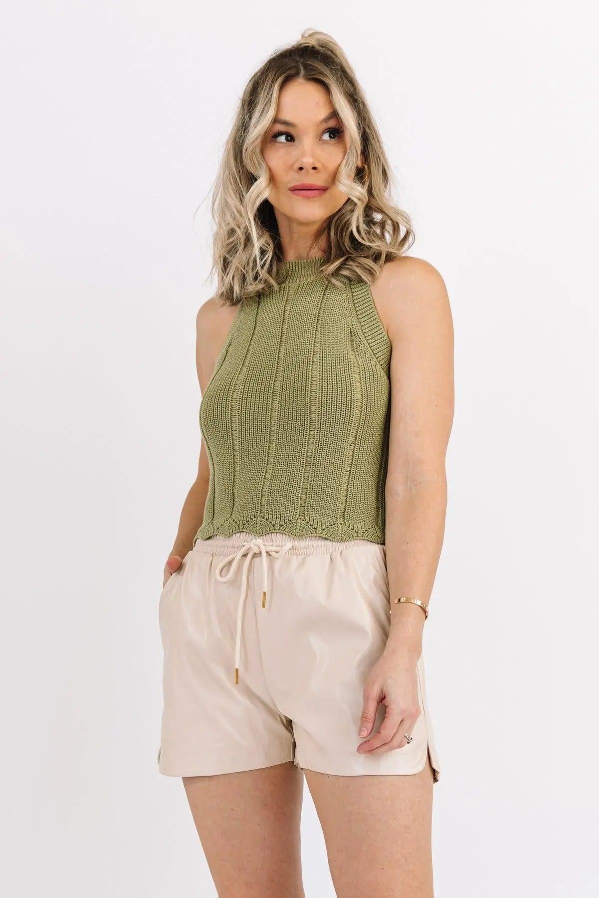 Addie Green Cropped Sweater Tank - FINAL SALE - JO+CO