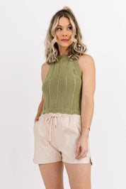 Addie Green Cropped Sweater Tank - FINAL SALE - JO+CO