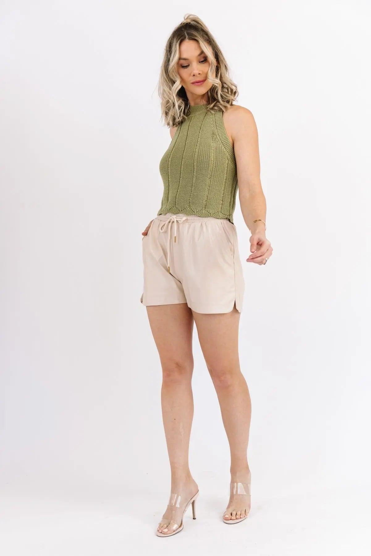 Addie Green Cropped Sweater Tank - FINAL SALE - JO+CO