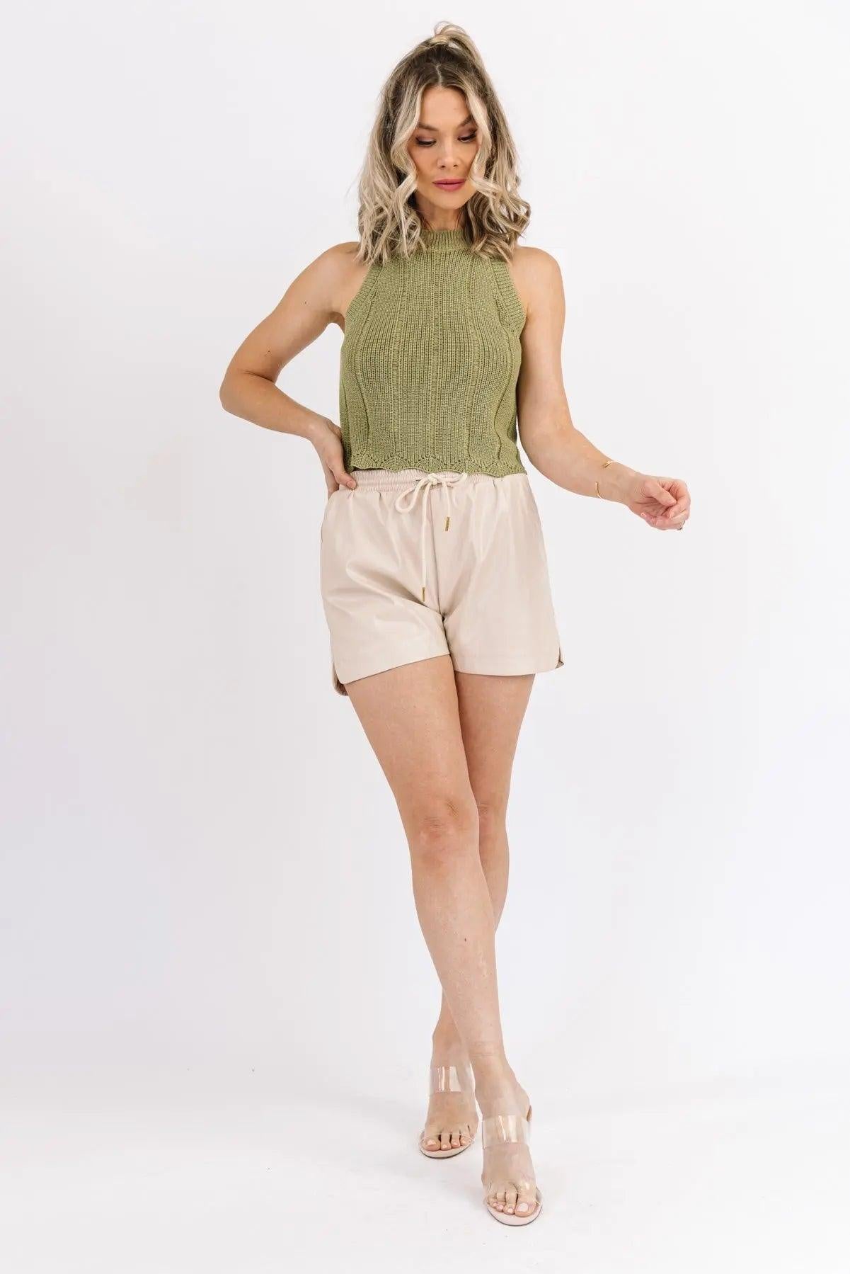 Addie Green Cropped Sweater Tank - FINAL SALE - JO+CO