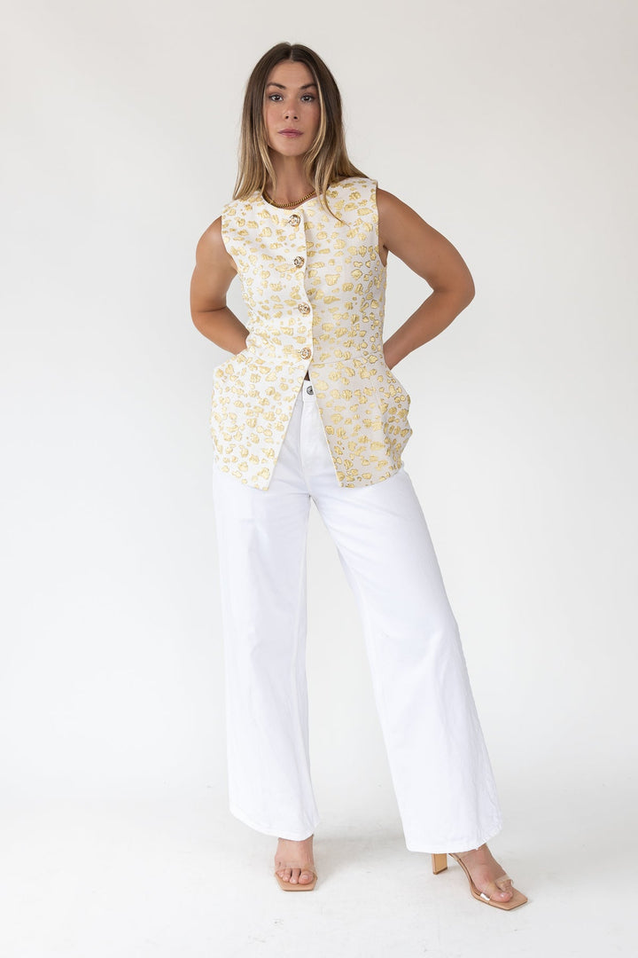 Alina Jacquard Button Vest - Final Sale - JO+CO