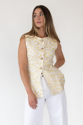 Alina Jacquard Button Vest - Final Sale - JO+CO
