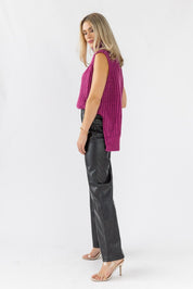 Aniyah Turtleneck Sweater Vest - Magenta - JO+CO