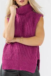 Aniyah Turtleneck Sweater Vest - Magenta - JO+CO