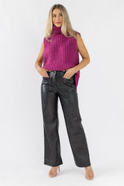 Aniyah Turtleneck Sweater Vest - Magenta - JO+CO