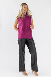 Aniyah Turtleneck Sweater Vest - Magenta - JO+CO