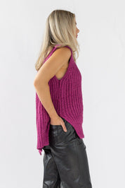 Aniyah Turtleneck Sweater Vest - Magenta - JO+CO