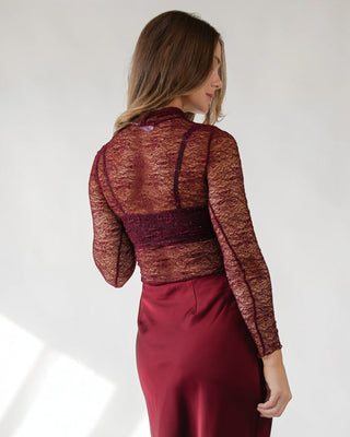 Astr The Label Kyra Lace Top - Wine - JO+CO