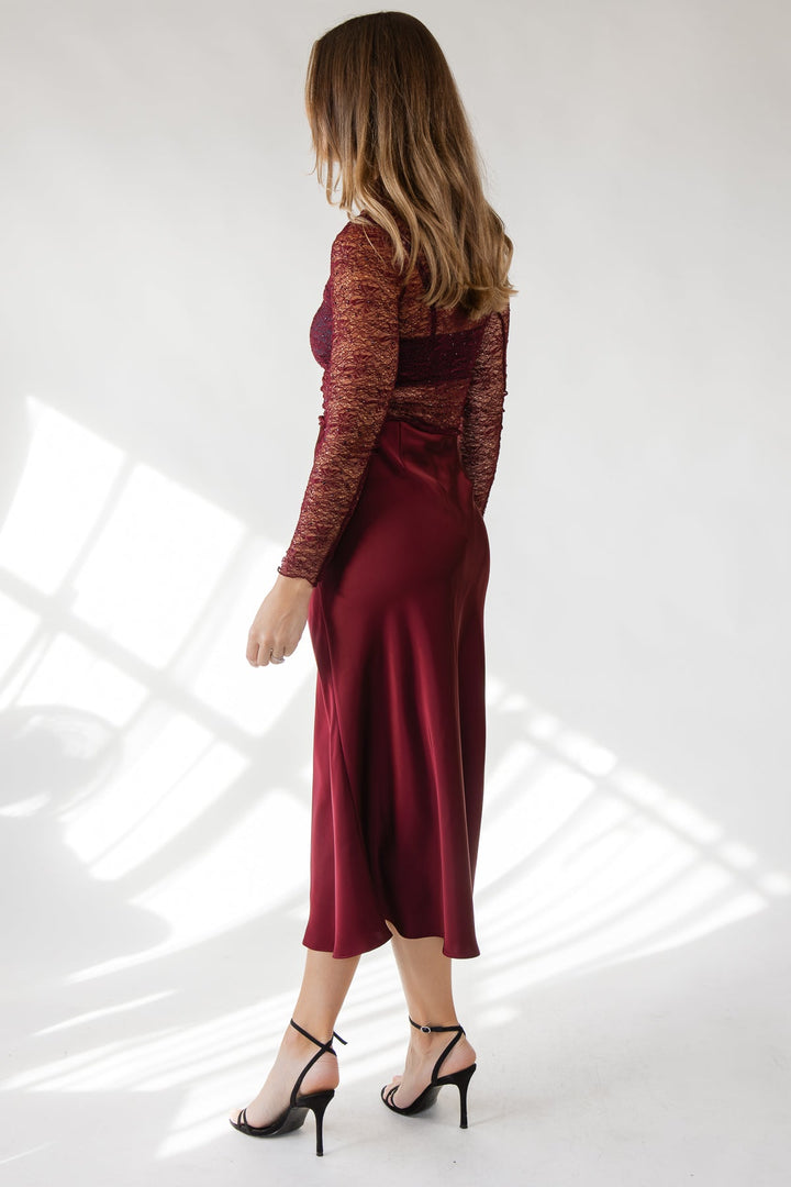 Astr The Label Kyra Lace Top - Wine - JO+CO