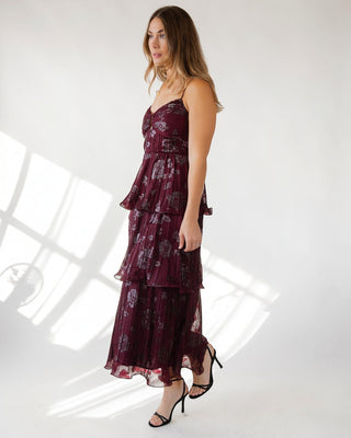 Astr The Label Lupin Dress - Wine Floral - JO+CO