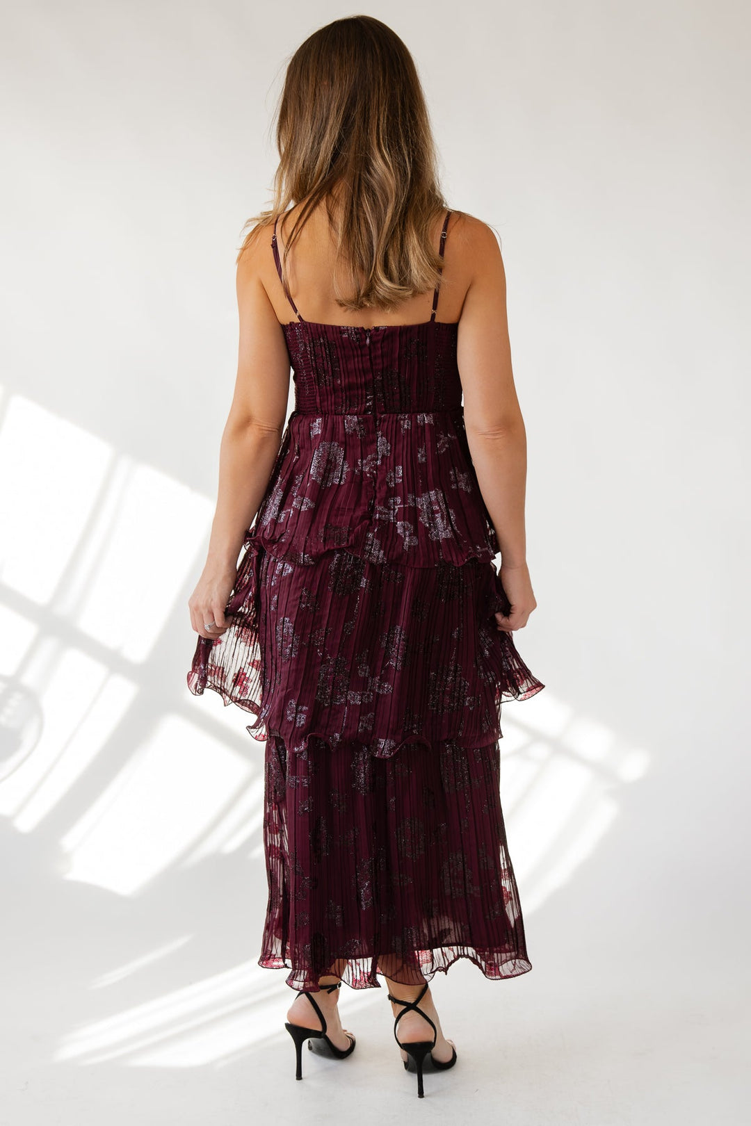 Astr The Label Lupin Dress - Wine Floral - JO+CO