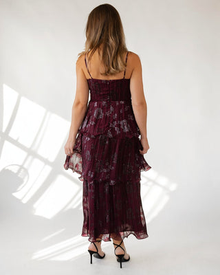Astr The Label Lupin Dress - Wine Floral - JO+CO