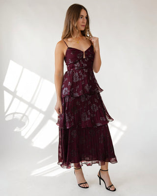 Astr The Label Lupin Dress - Wine Floral - JO+CO
