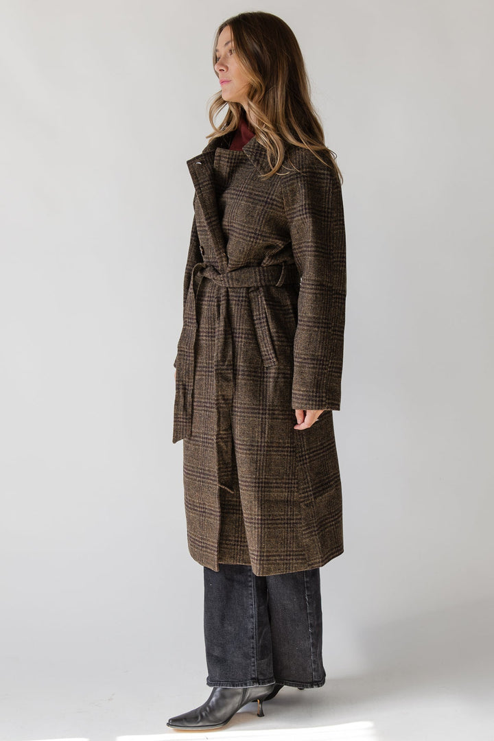 ASTR The Label Seeley Coat - Brown Plaid - JO+CO
